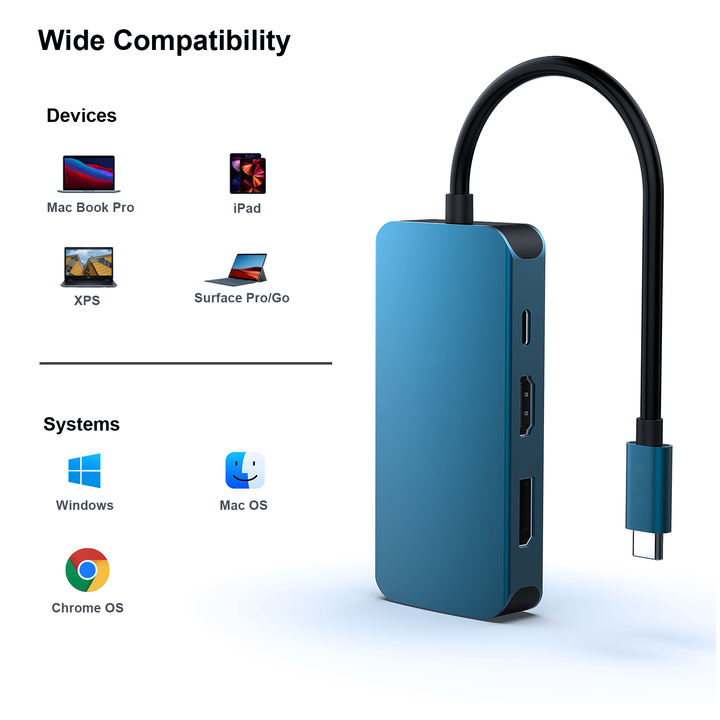 Customize  USB Type-C to HDMI DisplayPort VGA Adapter 4K Support PD charge 100W Custom Manufacturing Custom Solutions