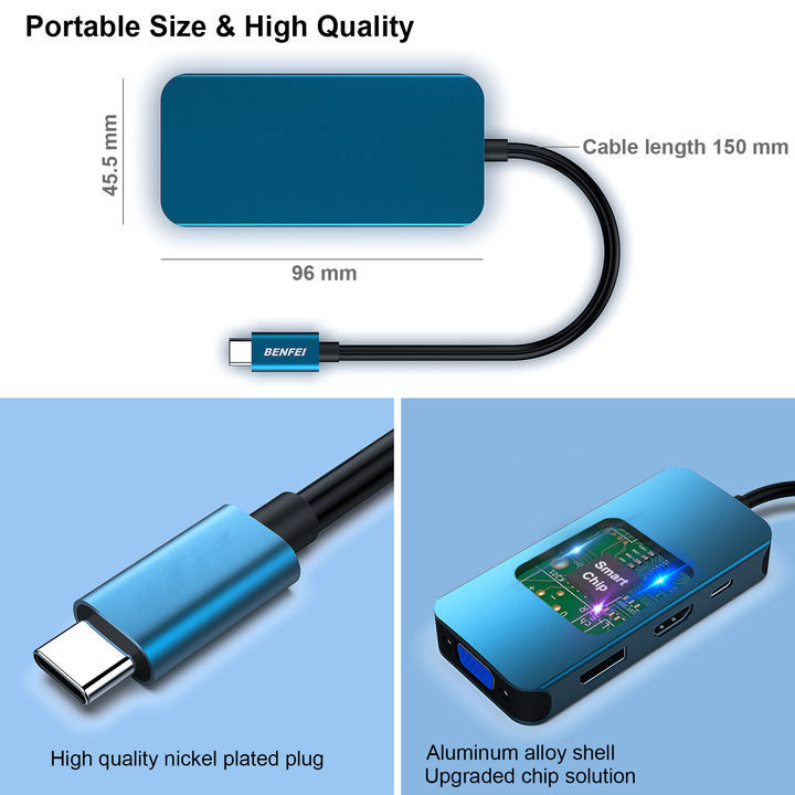 Customize  USB Type-C to HDMI DisplayPort VGA Adapter 4K Support PD charge 100W Custom Manufacturing Custom Solutions