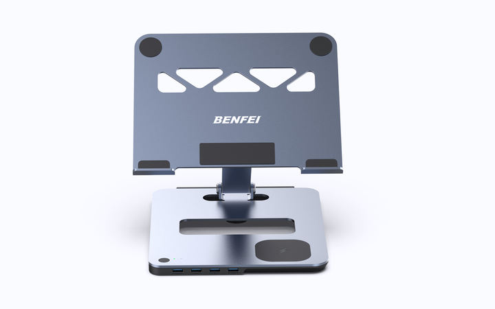 Laptop Stand with USB C Hub, multi function with usb and kvm switch and 15w wireless charger Low-Cost Manufacturing Efficiency