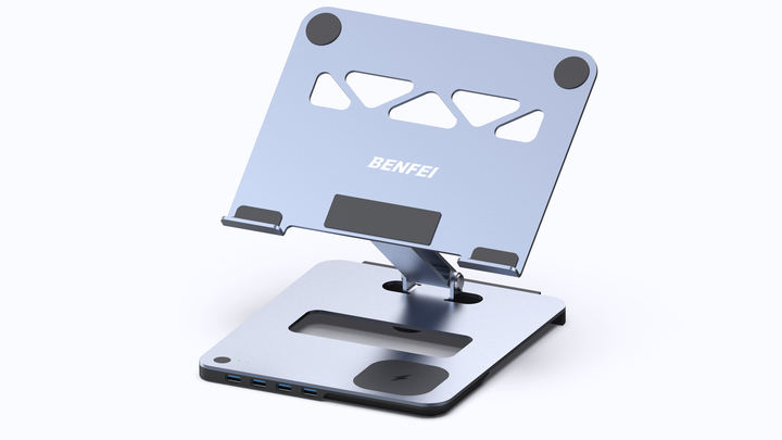 Laptop Stand with USB C Hub, multi function with usb and kvm switch and 15w wireless charger Low-Cost Manufacturing Efficiency