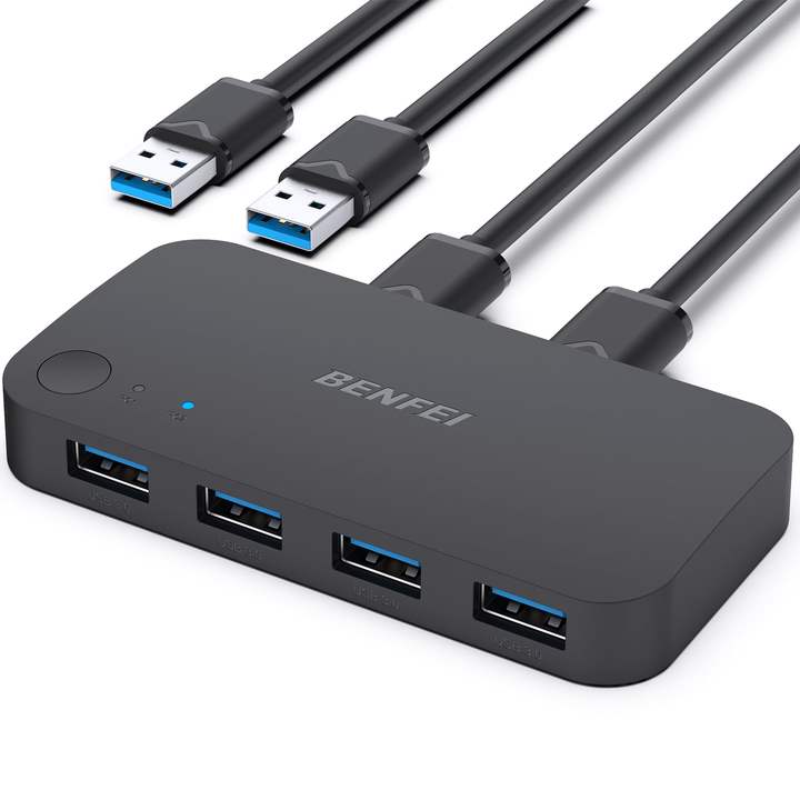 USB 3.0 Switch, USB Switcher 2 Computers Share 4 USB for PC Mouse Keyboard Printer Scanner, USB KVM Switch Selector Direct from Factory