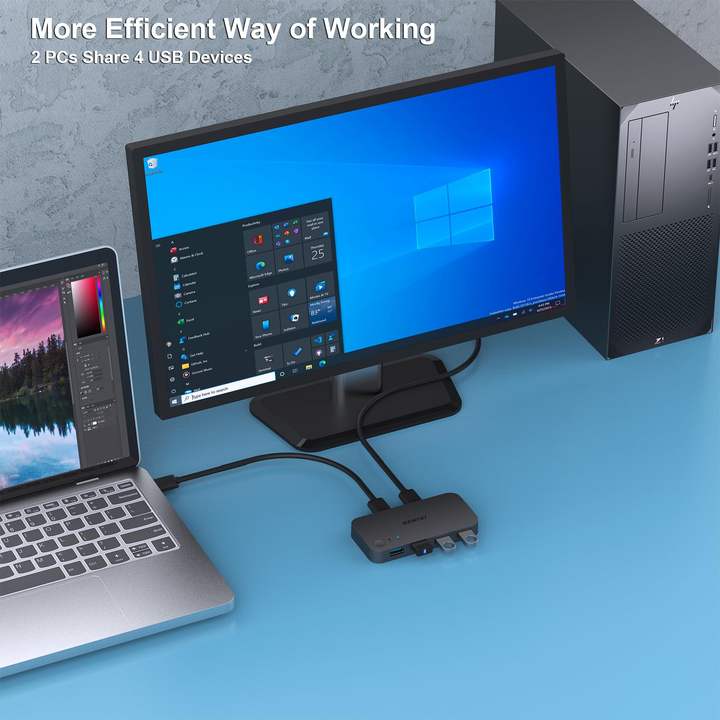 USB 3.0 Switch, USB Switcher 2 Computers Share 4 USB for PC Mouse Keyboard Printer Scanner, USB KVM Switch Selector Direct from Factory