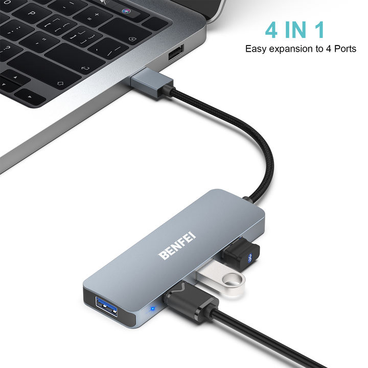BENFEI USB 3.0 Hub 4-Port, Ultra-Slim Hub Compatible for MacBook, Mac Pro, Mac Mini, iMac, Surface Pro, XPS, PC, Flash Drive, Mo Wholesale Factory