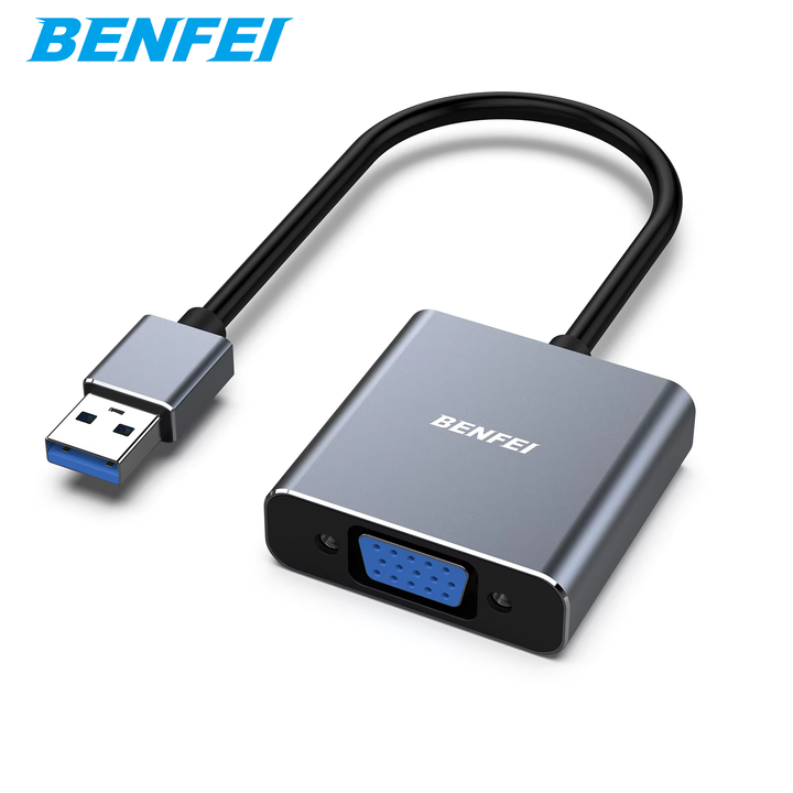 BENFEI USB 3.0 to VGA Adapter, USB 3.0 to VGA Male to Female Adapter for Win11, Win10, Win8.1, Win8, Win7(Not for Mac)