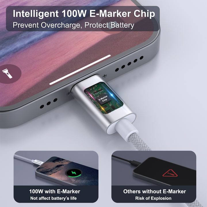 BENFEI USB C Fast Charging Cable(100W3.3ft), Aluminum Shell, Woven Design, Tangle-Free for iPhone, Fast Charging Cable Type C. Industrial Exporter Factory