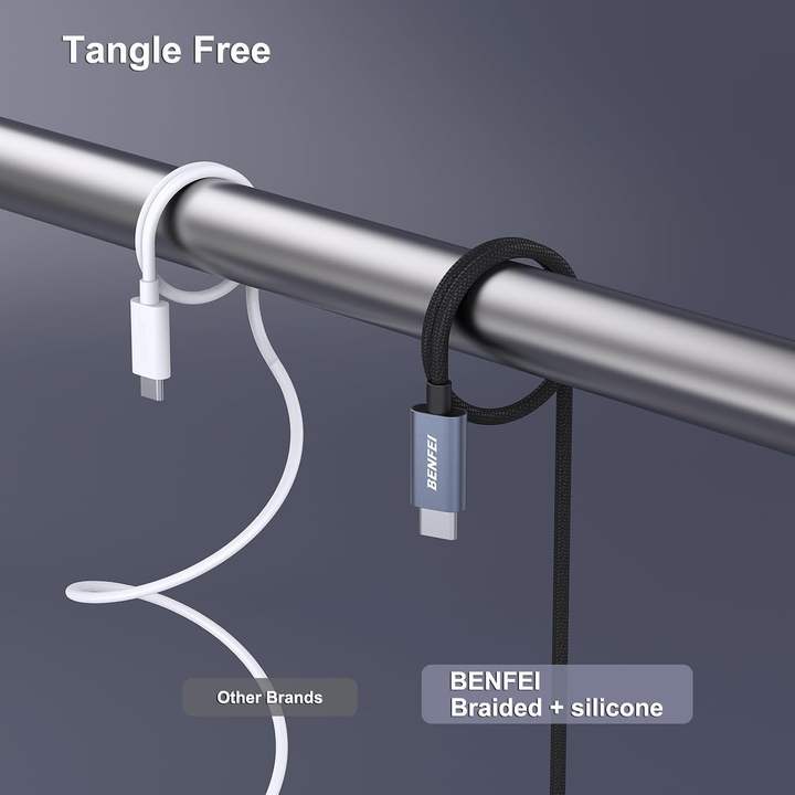 BENFEI USB C Fast Charging Cable(100W 6.6ft), Tangle-Free Silicone USB C Cable, Woven Design Aluminum Shell Industrial Wholesale Pricing Bulk Orders