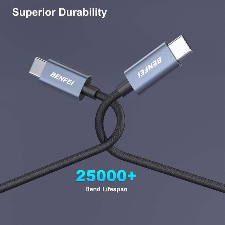 BENFEI USB C Fast Charging Cable(100W 6.6ft), Tangle-Free Silicone USB C Cable, Woven Design Aluminum Shell Industrial Wholesale Pricing Bulk Orders