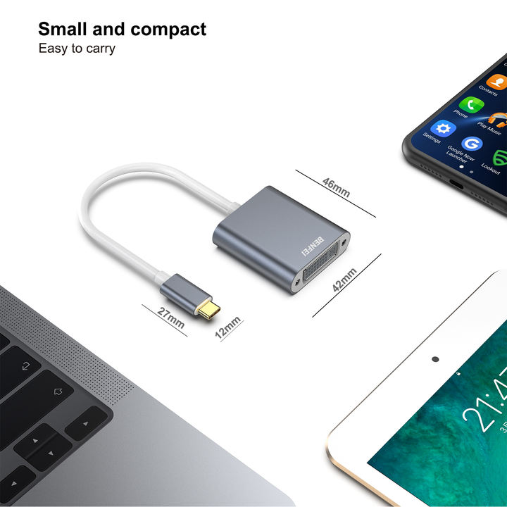 BENFEI USB C to DVI Adapter, Type-C to DVI Adapter [Thunderbolt 3/4 Compatible] with iPhone 15 Pro/Max, MacBook Pro/Air 2023