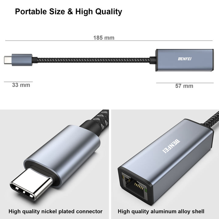 BENFEI USB-C to Ethernet Adapter, USB Type-C (Thunderbolt 3/4) to RJ45 Gigabit Ethernet LAN Network Adapter Compatible with iPho Large Order Wholesale