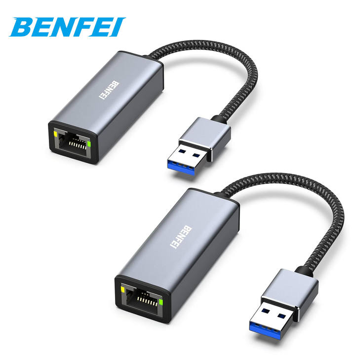 BENFEI USB C to Ethernet Adapter USB 3.0 to 1000 Mbps Gigabit Ethernet LAN Network Adapter Braided Nylon Cable Aluminum Case