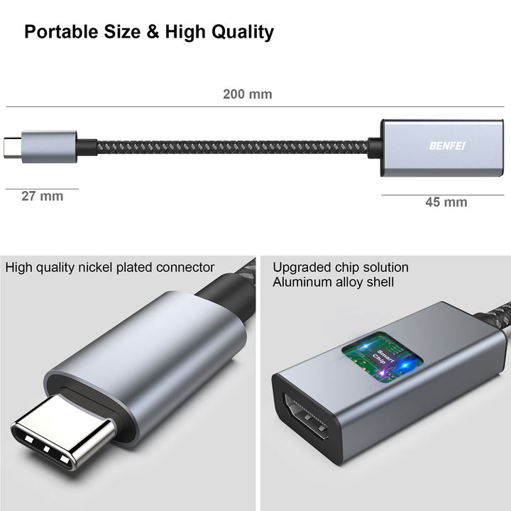 BENFEI USB Type-C to HDMI Adapter [Thunderbolt 3/4 Compatible with iPhone 15 Pro/Max, , iPad Pro, iMac, S23