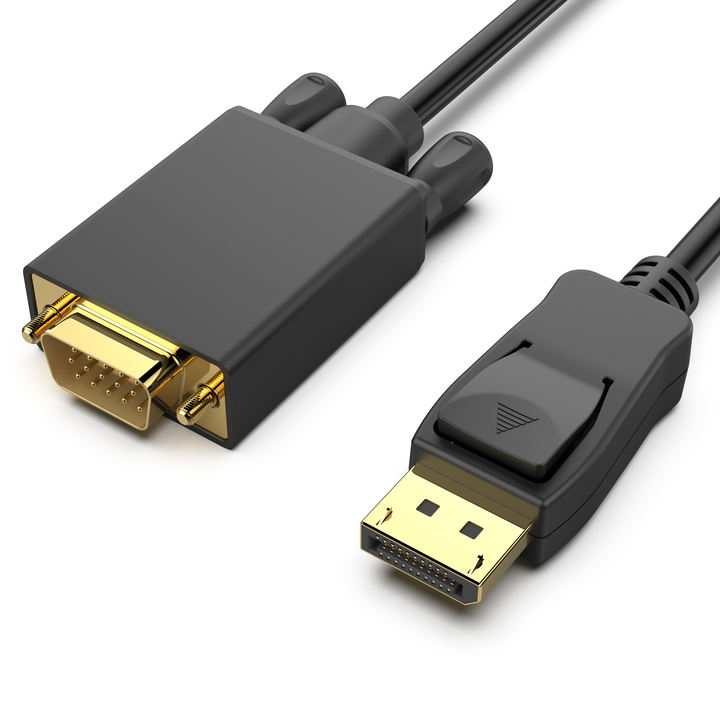 Customize DisplayPort to VGA 1.8 Meter Cable, DP DisplayPort to VGA Cable Male to Male Gold-Plated Cord Quality Manufacturing