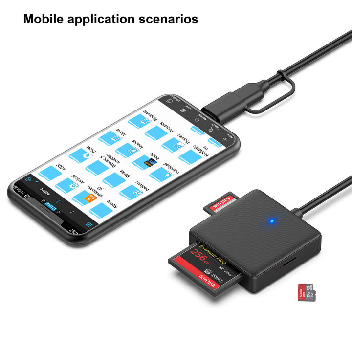 Customize Memory Card Reader,  4 in1 USB USB-C to SD MS CF Card Reader Adapter Compatible with iPhone 15 Pro/Max, Factory Wholesale Trade