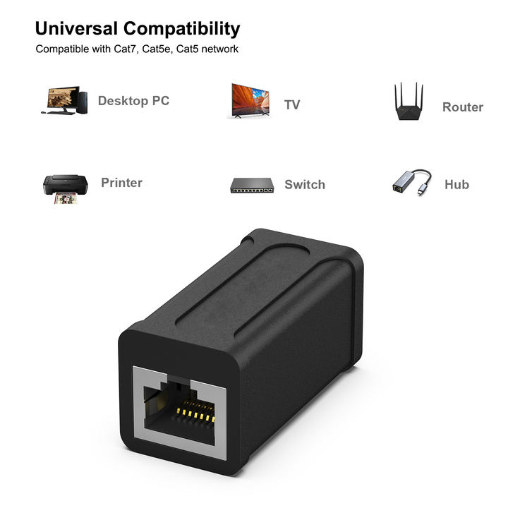 Customize RJ45 Inline Coupler, Cat7 Cat6 Cat5e Ethernet Coupler Female to Female Contract Manufacturing