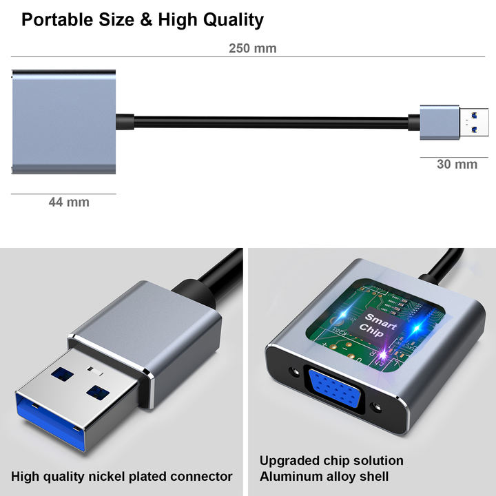 Customize USB 3.0 to VGA Adapter, USB 3.0 to VGA Male to Female Adapter for Win11, Win10, Win8.1, Win8, Win7(Not for Mac) Large-Scale Factory