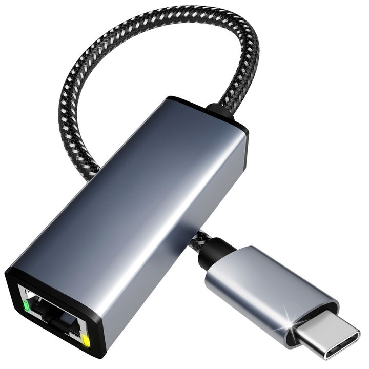 Customize USB-C to Ethernet Adapter, type c to RJ45 Gigabit 1000Mbps Ethernet LAN Adapter Braided nylon cable aluminum case Discount Factory Services