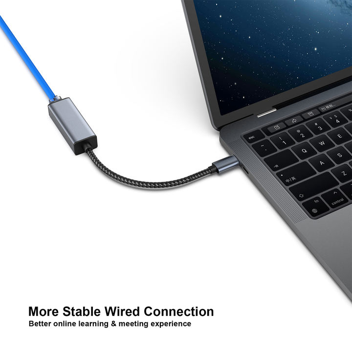 Customize USB-C to Ethernet Adapter, type c to RJ45 Gigabit 1000Mbps Ethernet LAN Adapter Braided nylon cable aluminum case Discount Factory Services