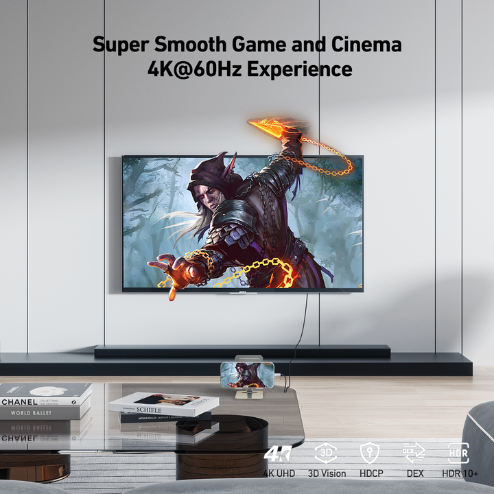 Customize USB C to HDMI Cable 4K 60Hz, Aluminum Shell, 1.8 Meter Nylon Braided Cable Laptop Mobile Phone Tablet to TV Contract-Based Manufacturing