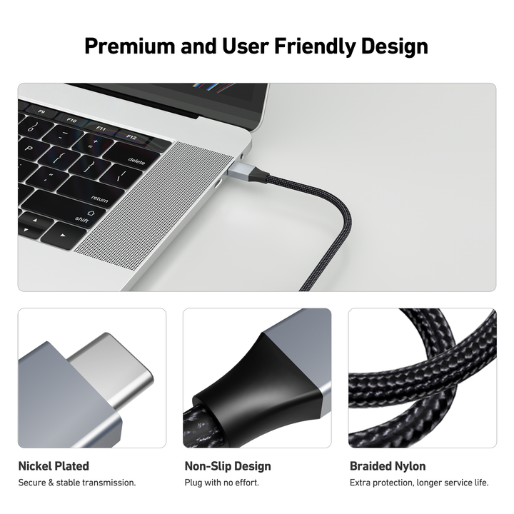 Customize USB C to HDMI Cable 8K 60Hz, 4K 144Hz Aluminum Shell, 1.8 Meter Nylon Braided Cable China Bulk Supplier Customization
