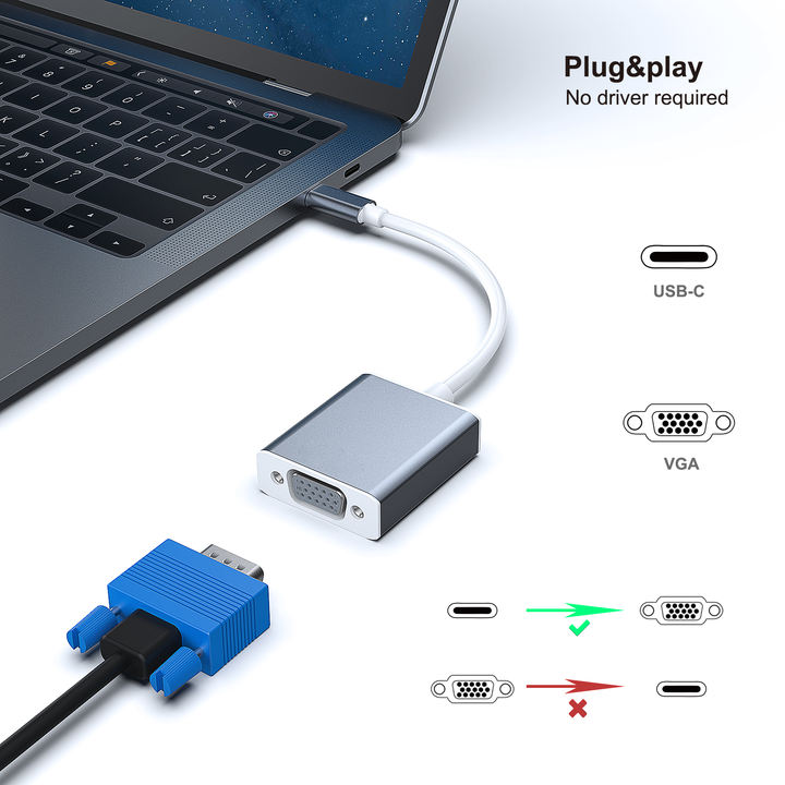 Customize USB C to VGA Adapter, Thunderbolt 3/4 to VGA Adapter Aluminium Square Case