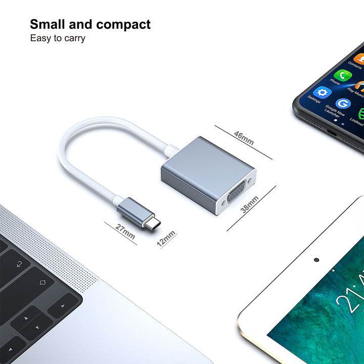 Customize USB C to VGA Adapter, Thunderbolt 3/4 to VGA Adapter Aluminium Square Case