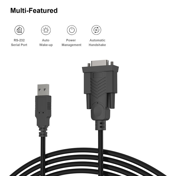 Customize USB to Serial 1.8 Meter, USB to RS-232 Male (9-pin) DB9 Serial Cable, Win1/10/8.1/8/7, Mac OS X 10.6 and Above