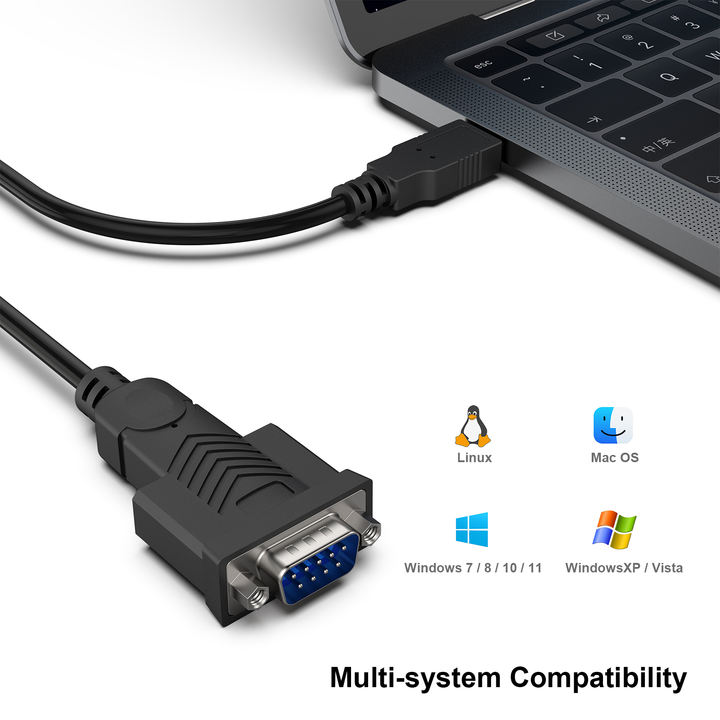 Customize USB to Serial 1.8 Meter USB to RS-232 Male 9-pin DB9 Serial Cable, Win11 10 8.1 8 7, Mac OS X 10.6 and Above Export Factory