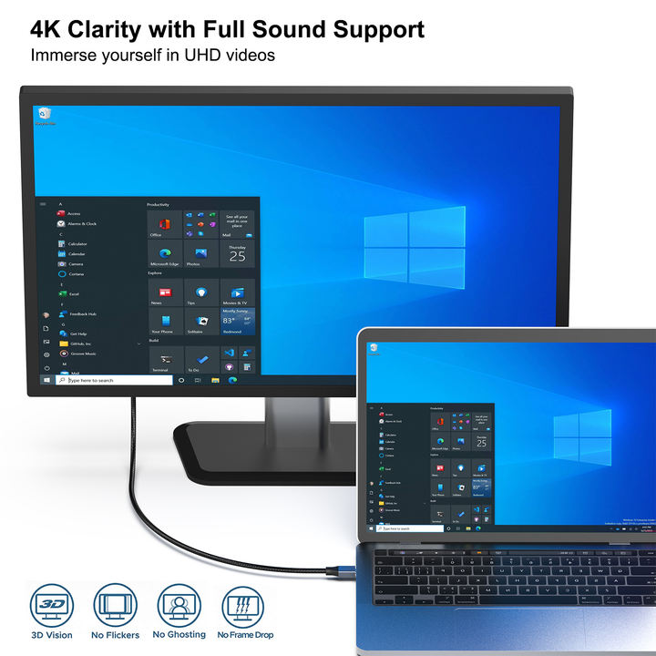 USB-C to DisplayPort 3 Meter Cable 8K@60Hz 4K@144Hz , USB Type-C to DisplayPort Cable Thunderbolt 3/4 Compatible Factory Wholesale