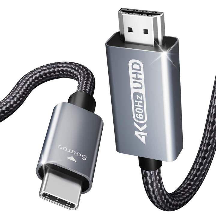 USB C to HDMI 3 Meter Cable 4K@60Hz, Aluminum Shell, Nylon Braided, Thunderbolt 3/4 Compatible, Type C To HDMI Cable. Factory Authorized Wholesale Export