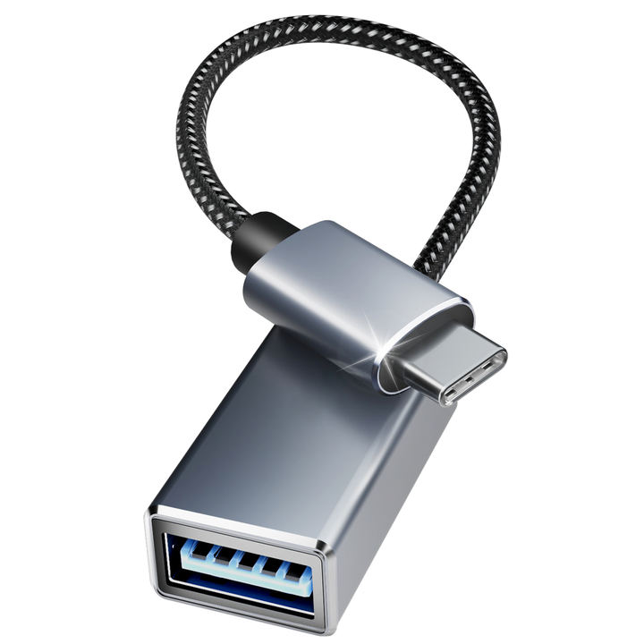 USB C to USB 3.0 Adapter, 5 Gbps  USB C to A Male to Female Adapter OTG Adapter with 10cm Nylon Braided Aluminum Case OTG Type C Wholesale Distribution Center Customization