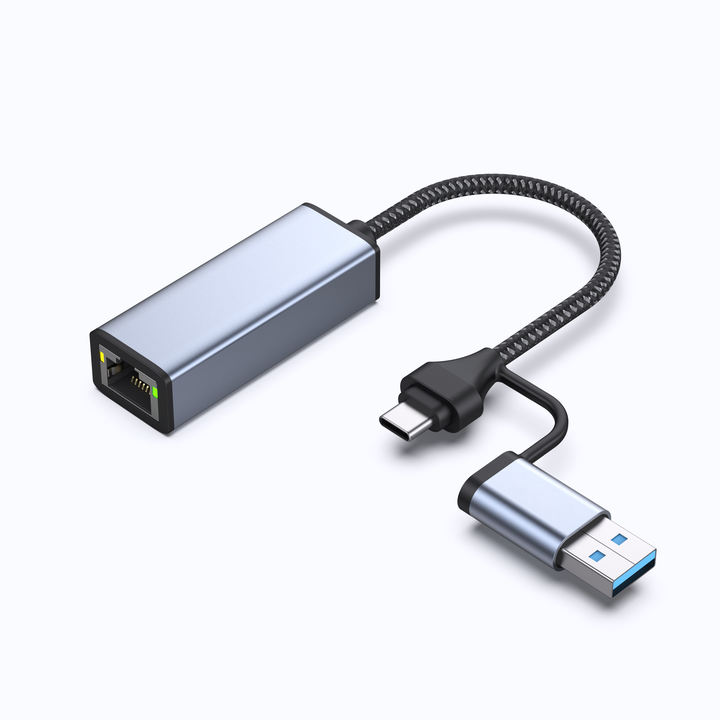 USB USB C to Ethernet Adapter, USB 3.0 to 1000 Mbps Gigabit Ethernet LAN Network Adapter Braided nylon cable aluminum case