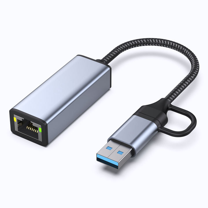 USB USB C to Ethernet Adapter, USB 3.0 to 1000 Mbps Gigabit Ethernet LAN Network Adapter Braided nylon cable aluminum case