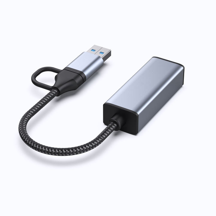 USB USB C to Ethernet Adapter, USB 3.0 to 1000 Mbps Gigabit Ethernet LAN Network Adapter Braided nylon cable aluminum case