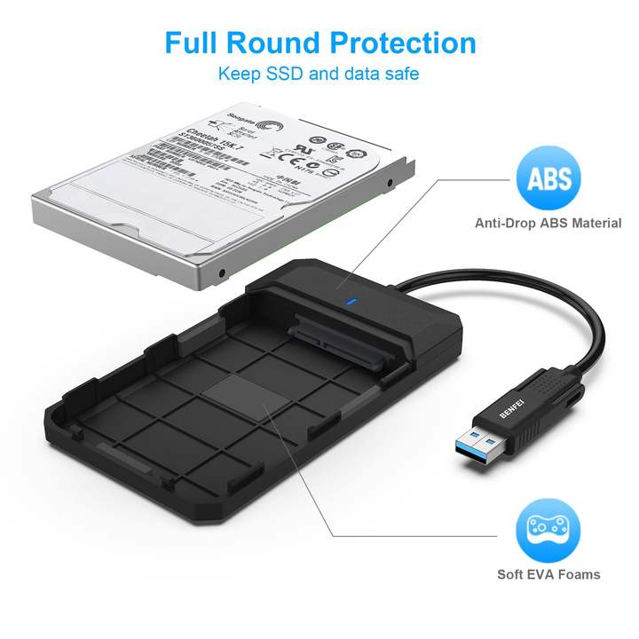 BENFEI 2.5 Inch SATA to USB Tool Free External Hard Drive Enclosure,Type-C/A to Sata Compatible for 2.5 Inch SSD, Nvme Enclosure Chinese Wholesale Supplier