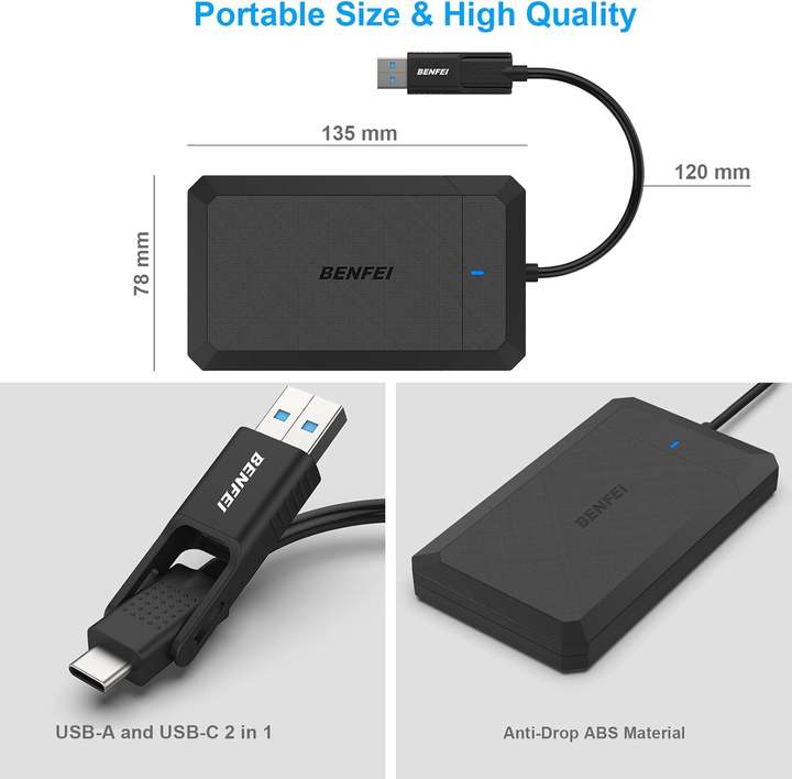 BENFEI NEW Arrivals 2.5 SATA Hard Drive Enclosure, SATA 3.0-6 Gbps, Nvme Enclosure Factory to Consumer Operations