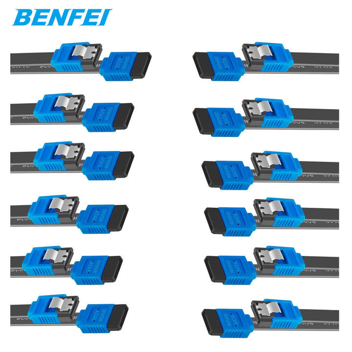 BENFEI SATA Cable III 12 Pack SATA Cable III 6Gbps Straight HDD SDD Data Cable with Locking Latch 18 Inch Manufacturing and Export Services