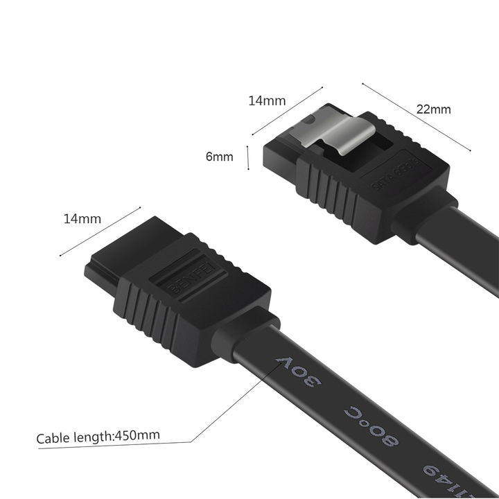 BENFEI SATA Cable III, 3 Pack SATA Cable III 6Gbps Straight HDD SDD Data Cable with Locking Latch 18 Inch (45.7cm)