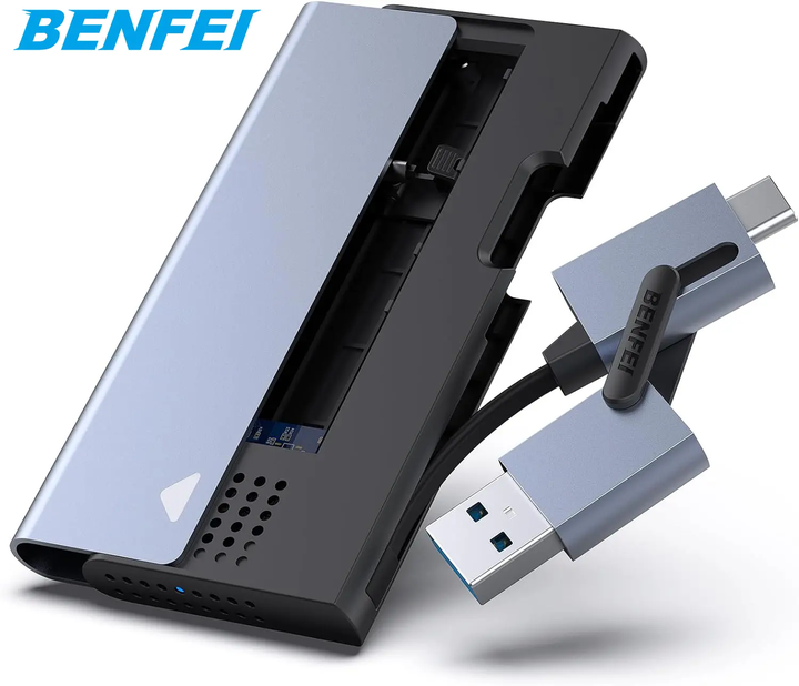 BENFEI 10 Gbps USB Type-C/Type-A to NVME PCI-E SATA M-Key/(B+M) Key M.2 NVME SATA SSD Enclosure