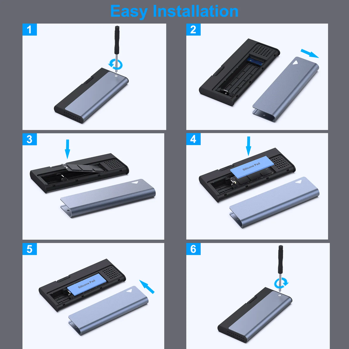 BENFEI 10 Gbps USB Type-C/Type-A to NVME PCI-E SATA M-Key/(B+M) Key M.2 NVME SATA SSD Enclosure