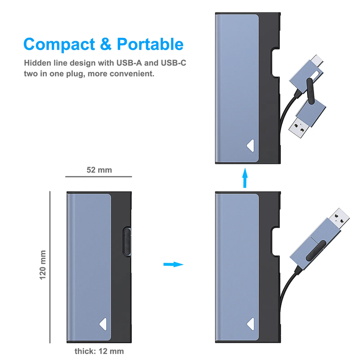 BENFEI 10 Gbps USB Type-C/Type-A to NVME PCI-E SATA M-Key/(B+M) Key M.2 NVME SATA SSD Enclosure