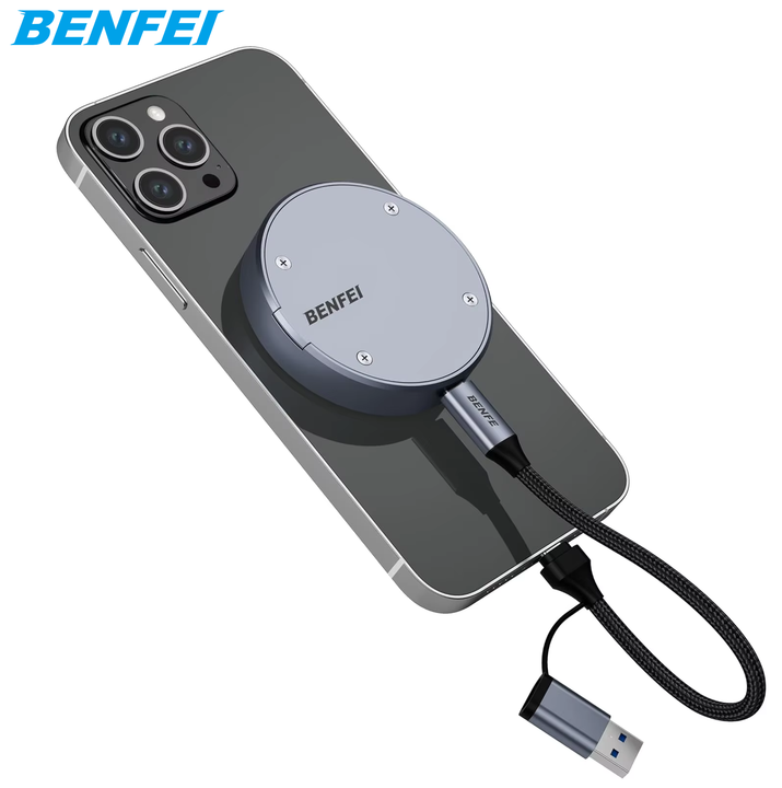 BENFEI 10Gbps Magnetic M.2 NVME SSD Enclosure Supports 10s Power Loss Protection, MagSafe for iPhone 15 Max ProRes Wholesale B2B Pricing Outlet