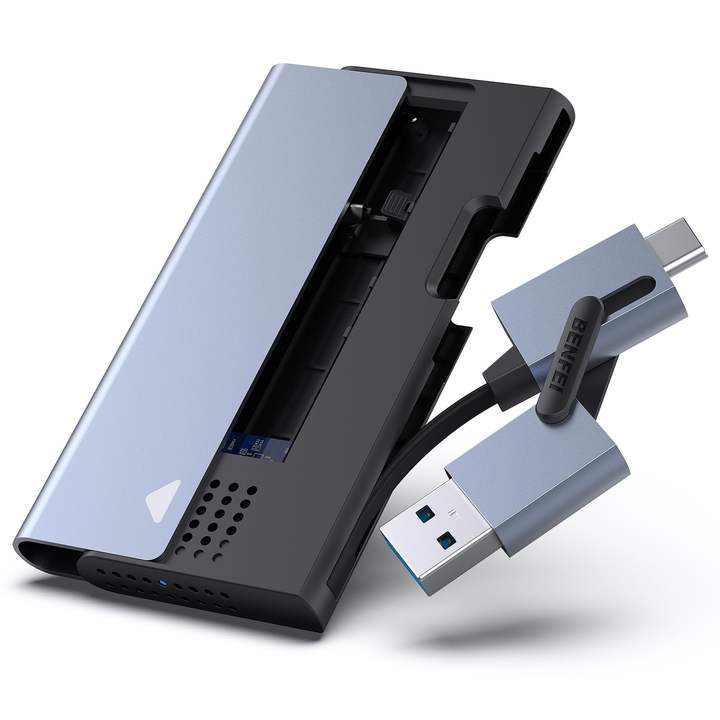 BENFEI M.2 NVME SATA SSD Enclosure, 10 Gbps USB Type-C/Type-A to NVME PCI-E SATA M-Key/(B+M) Key Solid State Drive Enclosure Overseas Manufacturing