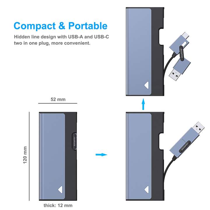 BENFEI M.2 NVME SATA SSD Enclosure, 10 Gbps USB Type-C/Type-A to NVME PCI-E SATA M-Key/(B+M) Key Solid State Drive Enclosure Overseas Manufacturing