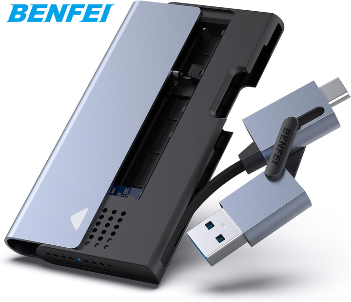 BENFEI New 10 Gbps USB Type-C/Type-A to NVME PCI-E SATA M-Key/(B+M) Key Solid State Drive Enclosure,M.2 NVME SATA SSD Enclosure.