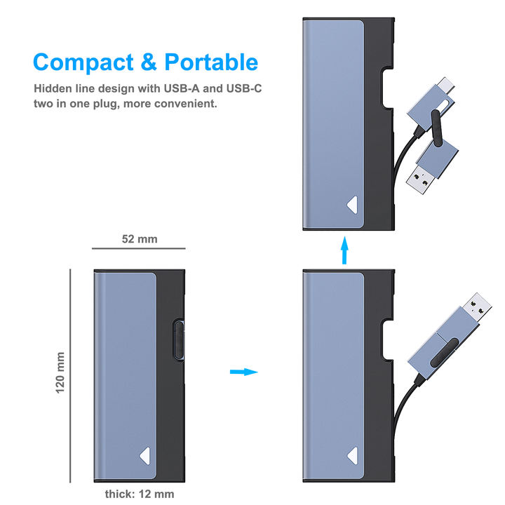Customize M.2 NVME SATA SSD Enclosure, 10 Gbps USB Type-C/Type-A to NVME PCI-E SATA M-Key/(B+M) Key Solid State Drive Enclosure Large-Scale Manufacturing