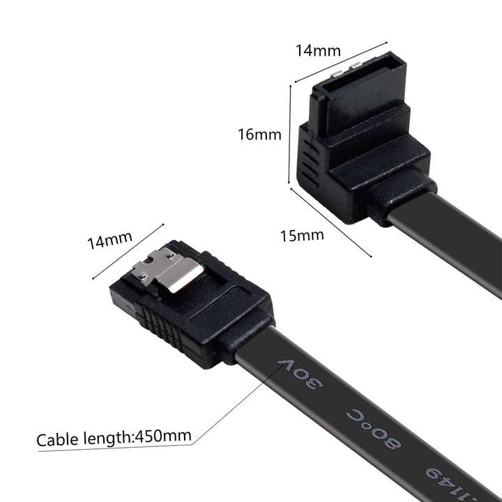 Customize SATA 3 Cable, SATA Cable III 6Gbps 90 Degree Right Angle with Locking Latch 45cm Affordable Wholesale Services