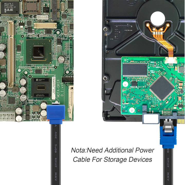 Customize SATA Cable III, SATA Cable III 6Gbps 90 Degree Right Angle with Locking Latch 18 Inch for SATA HDD, SSD, CD Driver, Factory Pricing Supply