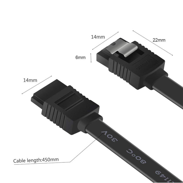 Customize  SATA Cable SATA Cable III 6Gbps Straight HDD SDD Data Cable with Locking Latch 18 Inch (45.7cm) Mass Wholesale Custom Solutions