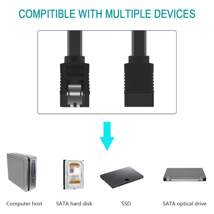 Customize  SATA Cable SATA Cable III 6Gbps Straight HDD SDD Data Cable with Locking Latch 18 Inch (45.7cm) Mass Wholesale Custom Solutions