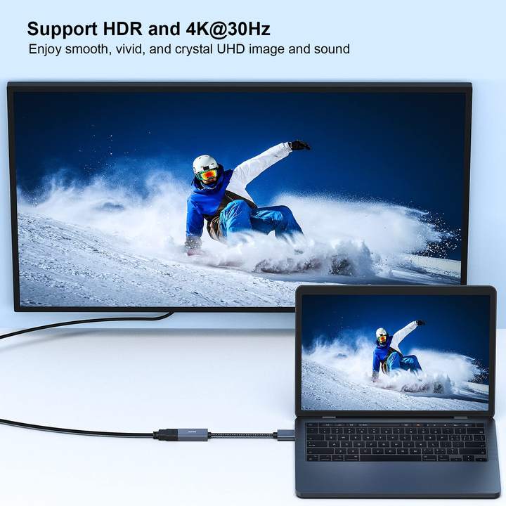 4K DisplayPort to HDMI Adapter Cable 4K 30Hz, 2K 60Hz, 1080p 120Hz Uni-Directional Display Port to HDMI Monitor Converter Discount Wholesale Direct